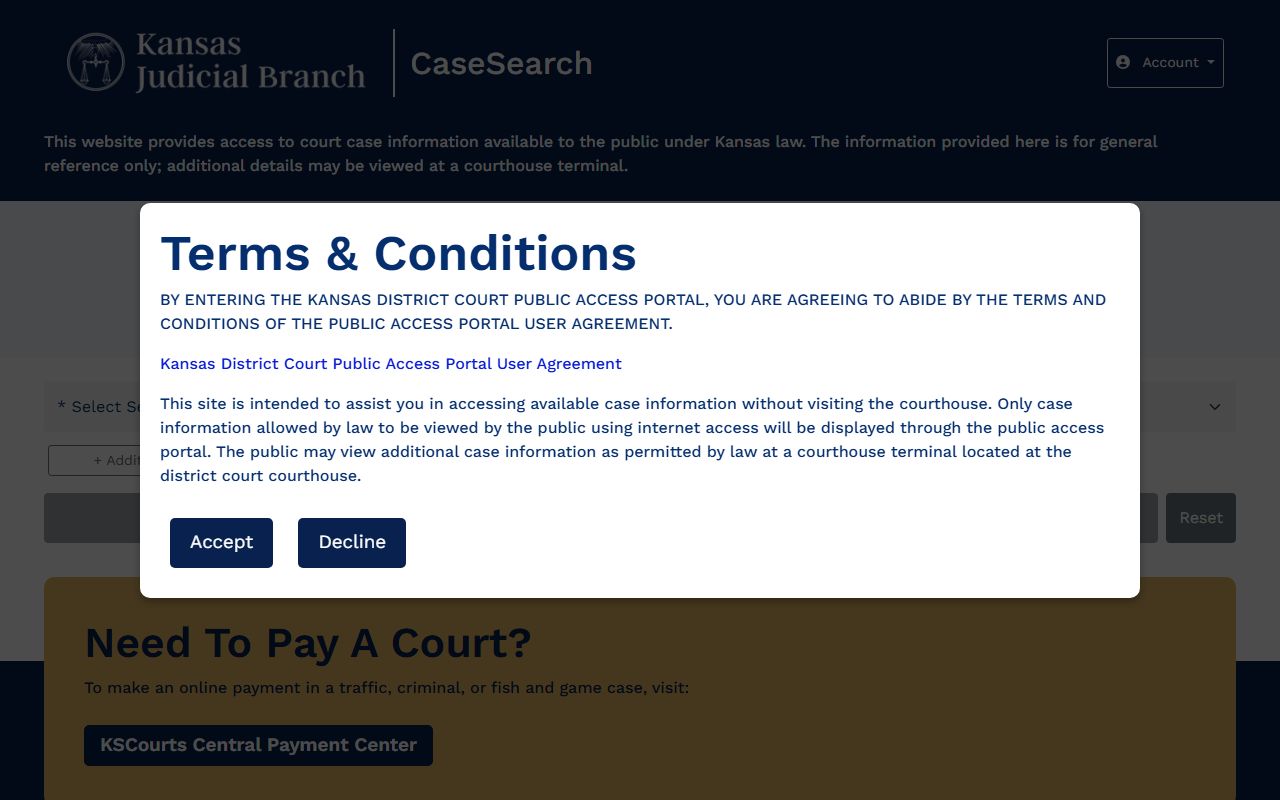 Rush County court records after arrest on Kansas Case Search