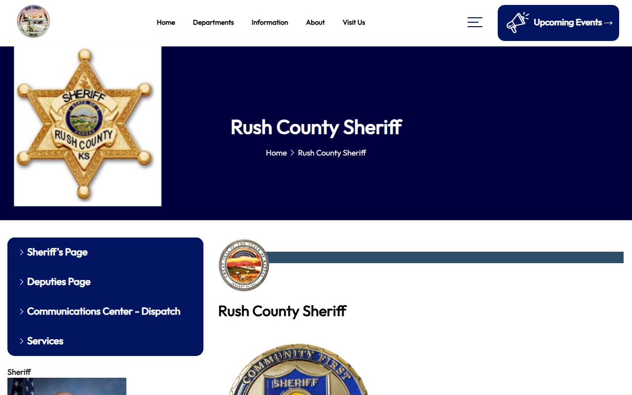 Rush County Jail custody search source on the official sheriff page